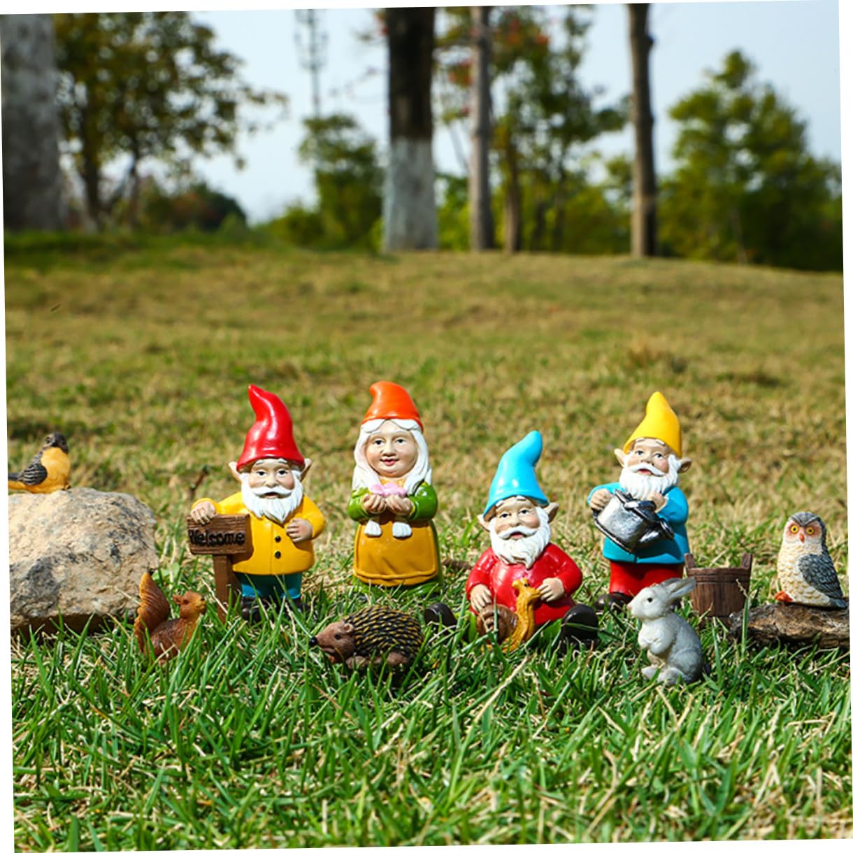Mipcase 10pièces GNOME Décoratif Résine pour Jardin Ornement de Jardin Résine Cadeau de Noël Couleur Aléatoire