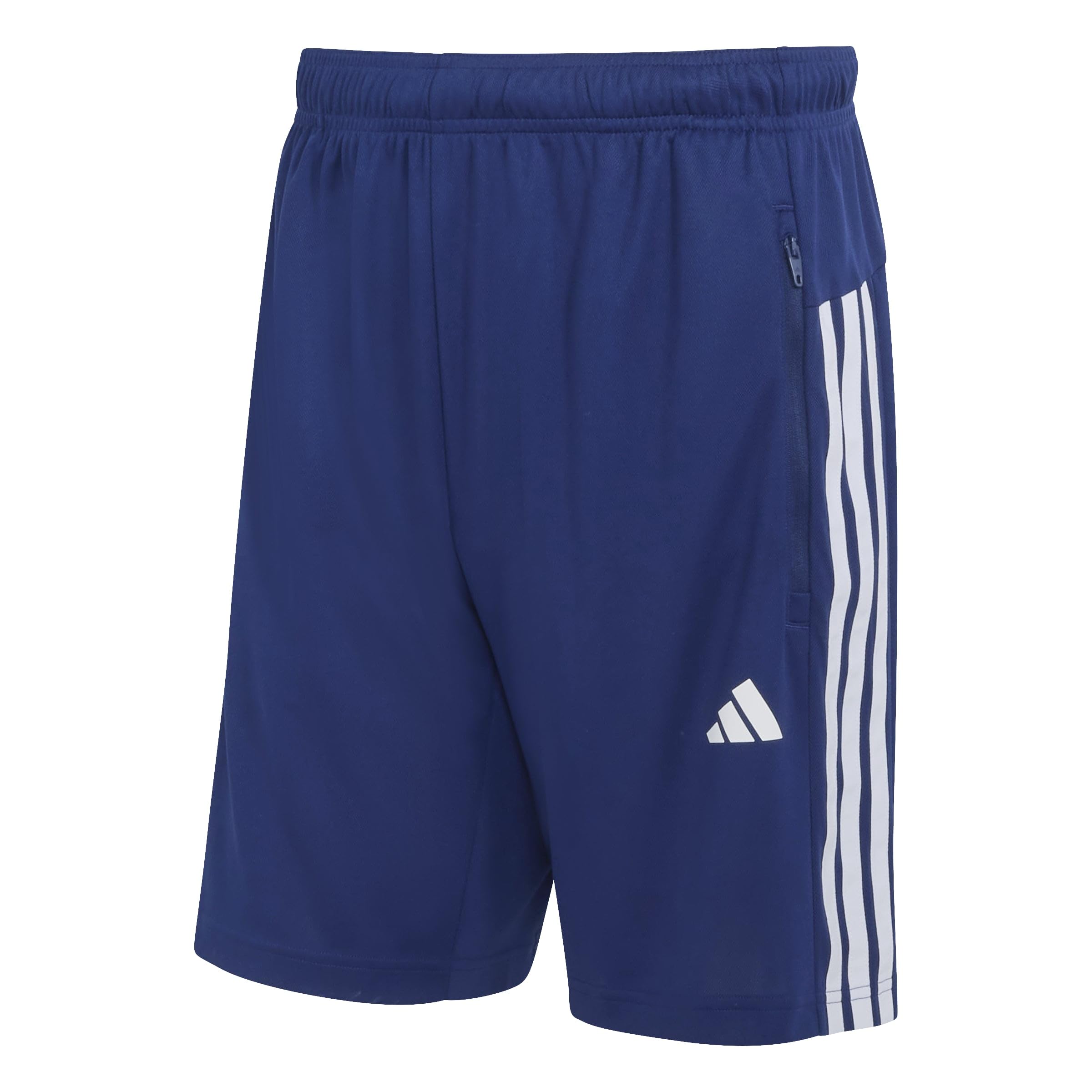 adidas Men's Workout Essentials Base 3-Stripes Pique Short 9Inch Shorts, Dark Blue/White, L Tall