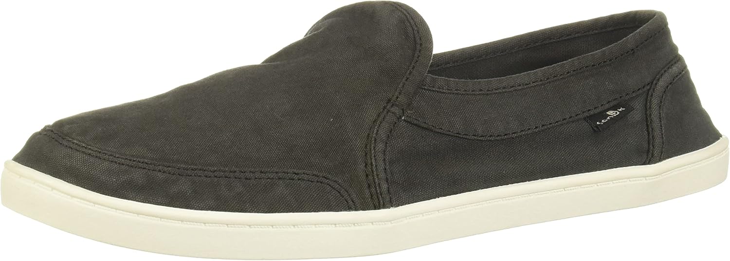 Sanuk Womens Pair O Dice Loafers | Womens Shoes | Slip On Shoes for Women | Women's Slip-on Loafers | Comfort Footbed, Washed Black, 11