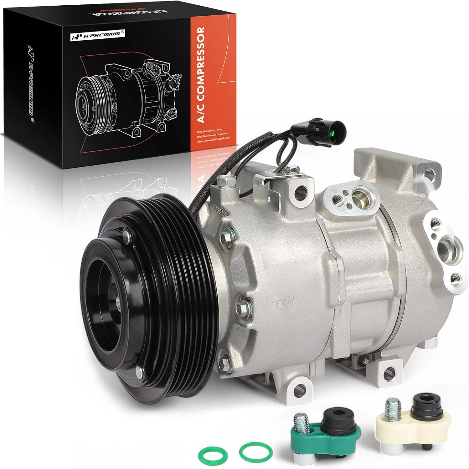 A-Premium Air Conditioner AC Compressor with Clutch Compatible with Hyundai Veloster 1.6L 2014-2017 Naturally Aspirated