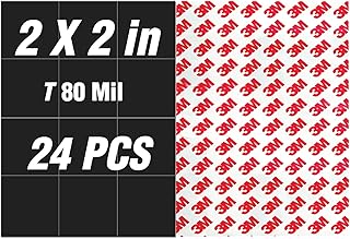 Stick On Magnets with Double Sided Adhesive Tape,Magnet Squares 2"x2",Self Sticky Pre-Cut Magnetic Strip,Peel and Stick for Lightweight Projects (80mil Thickness,24 Pieces)