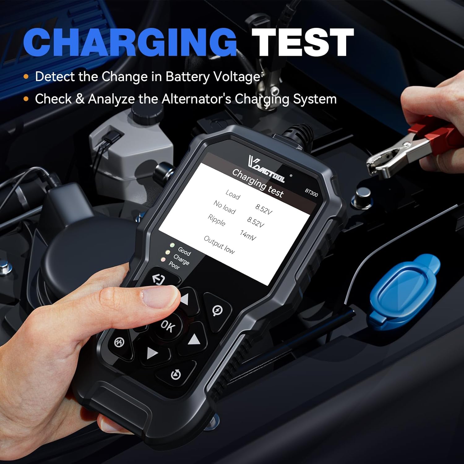 VDIAGTOOL BT300 Charging Test Screen