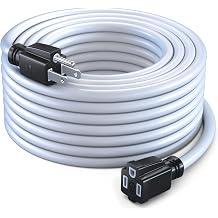 Maximm 50 Ft White Extension Cord, Heavy Duty 3-Prong Outdoor Power Cable, ETL Listed for Contractors