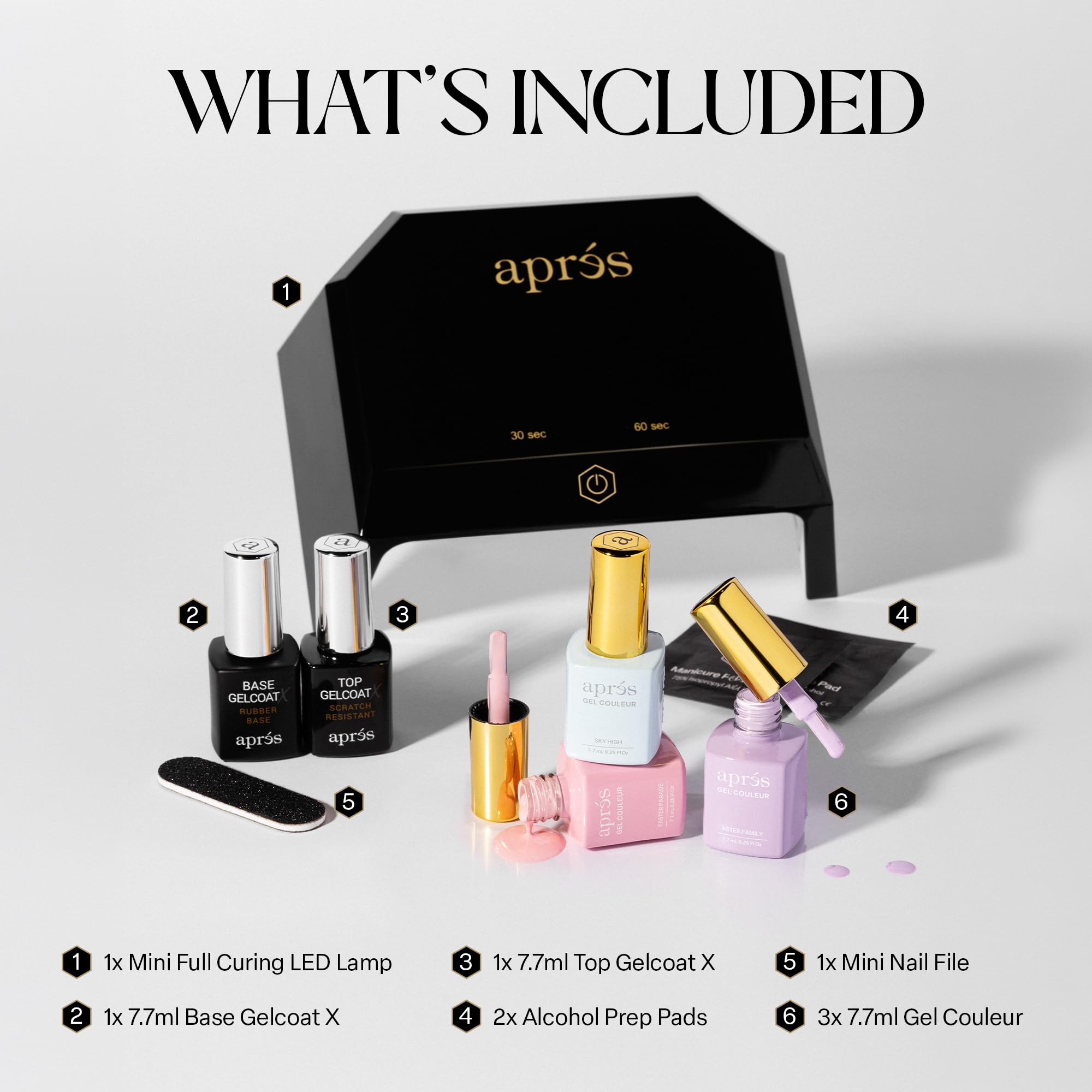 Aprés Mini Gel Color Starter Kit con lámpara UV LED de uñas (Pastel
