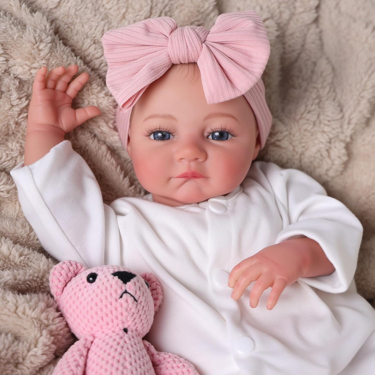 BABESIDE Realistic Reborn Baby Dolls Girl - 20 Inch Lifelike Vinyl Head and Limbs with Soft Cloth Body, Weighted Newborn Baby Doll for Kids Age 3 with Accessories
