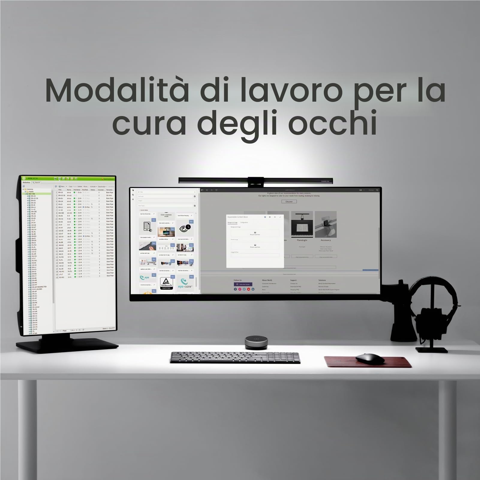 BenQ ScreenBar Halo - Lampada da scrivania senza fili, senza riflessi sullo schermo, risparmio di spazio, 3 modalità di luce intelligente, compatibile con schermi curvi 1000-1800R