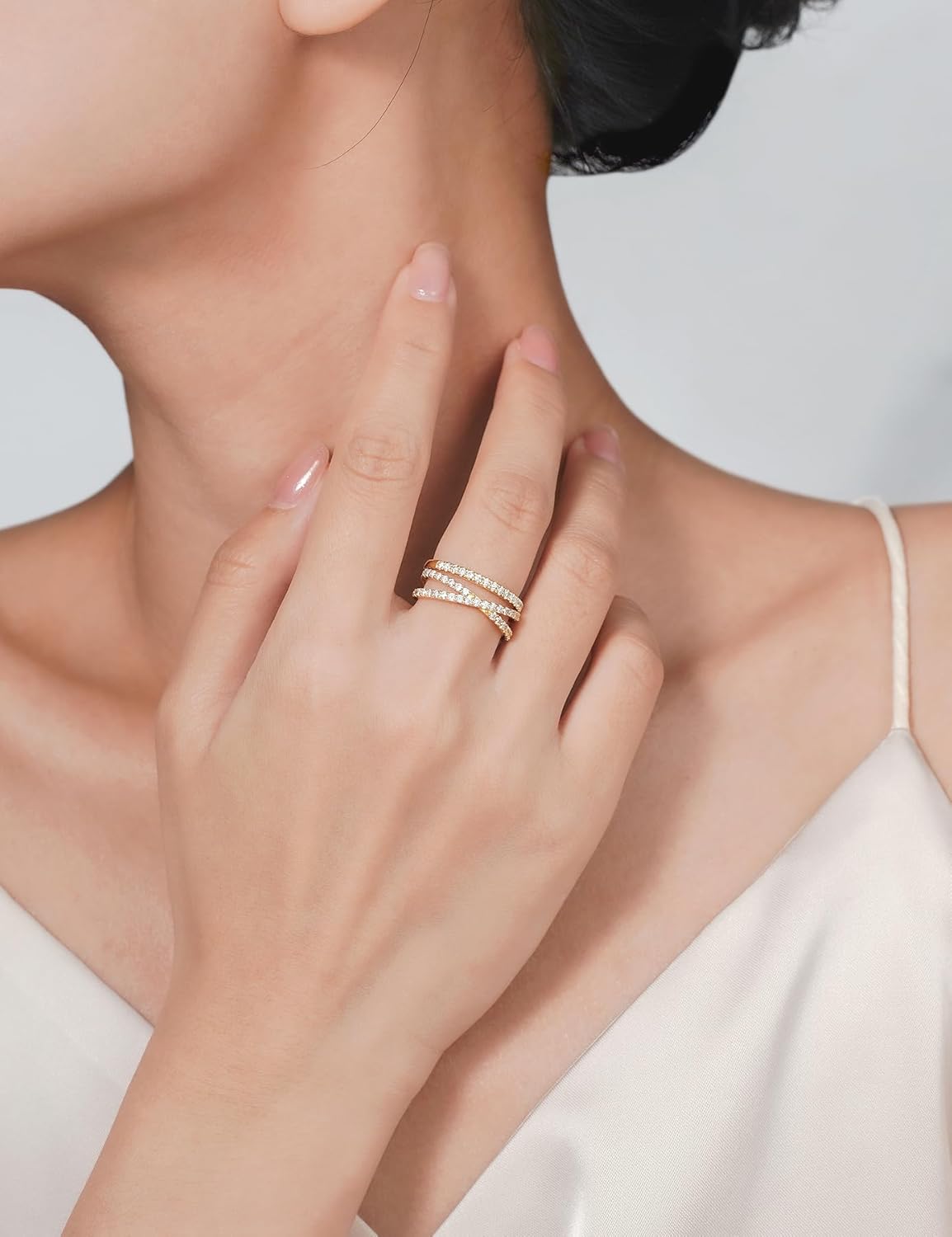 IMOLOVE Moissanite Eternity Ring, Criss Cross Wedding Bands for Women - Sterling Silver Stackable Rings Size 4-11 - Image 6