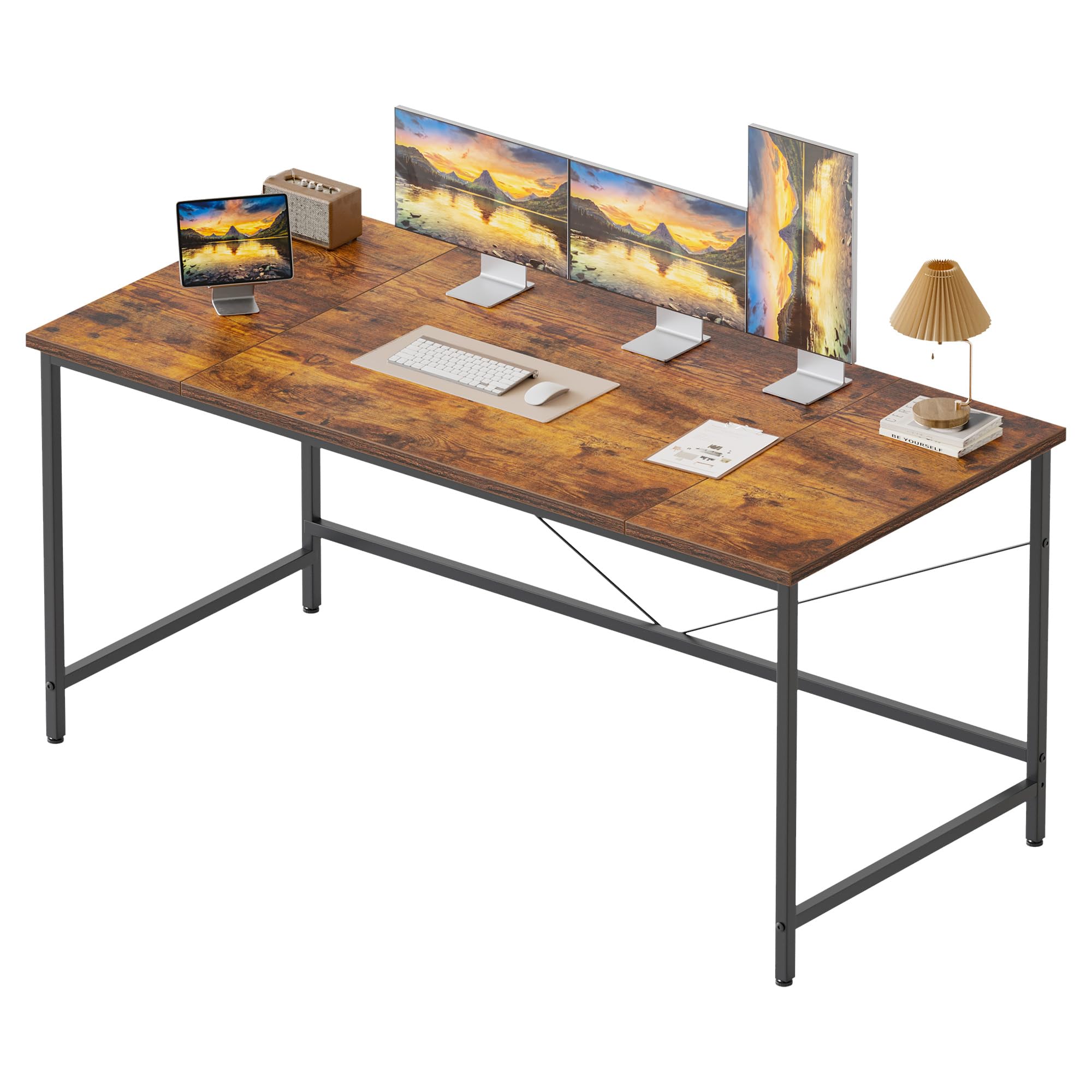 Mericonia 140x50 cm Computer Desk, Gaming Desk for Small Spaces, Modern Simple Style Desk for Home Office, Study Student Writing Desk, Brown