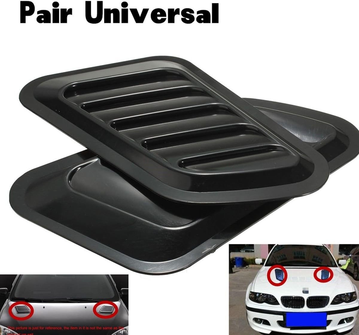 Universal 1Pair Car Decorative Air Flow Intake Scoop Turbo Bonnet Vent Cover Hood Fender