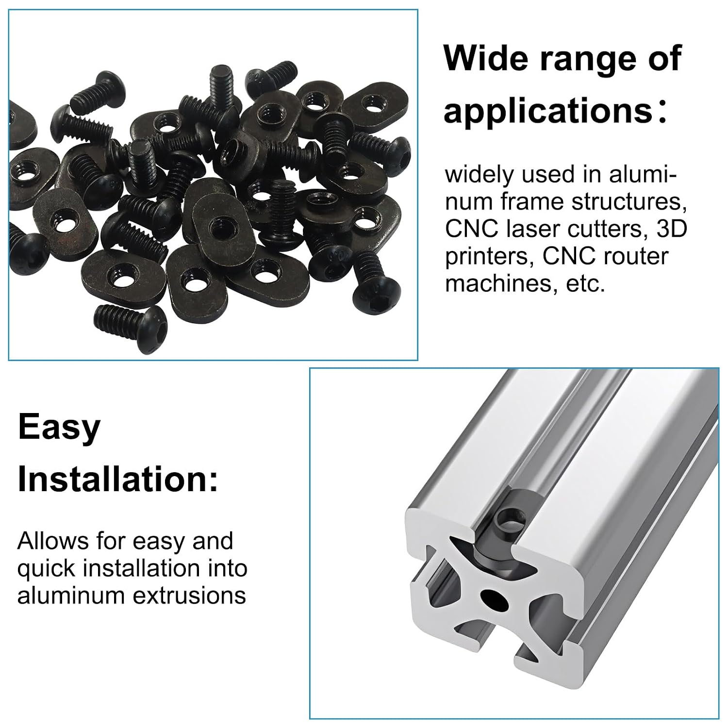 20Pcs 1/4"-20 Centered Hole Sliding T-Nuts