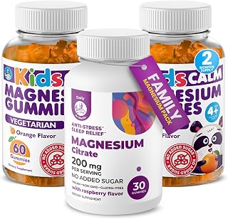 DR. MORITZ Kids Magnesium Citrate Gummies Orange Flavor (120 Count) and 200 mg Calm Magnesium Gummies for Adults in Raspberry Flavor (30 Count) - No Added Sugar & Non-GMO