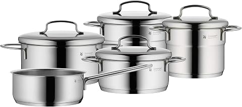 WMF Mini 5 Parça Tencere Seti, İndüksiyon Uyumlu, Metal Kapaklı, Cromargan® Yüksek Kaliteli Paslanmaz Çelik, Üst Üste Saklanabilir
