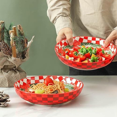 Vista 22 de Hasense Juego de 2 cuencos de cerámica para pasta, 8.7 pulgadas, cuencos para cocina, cuencos poco profundos de 32 onzas para pasta, sopa, ensalada