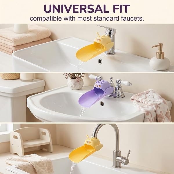 GWEOR 2 Pezzi Estensione Rubinetto Bambini con Design Ape, Prolunga Silicone per Rubinetto per Lavabo, Lavandino e Cucina - 3