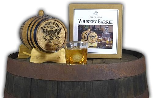 Miniatura 7 de Barril de whisky decorativo de roble blanco de 2 litros con soporte de madera, bung y espita  Solo para exhibición, decoración de barra de whisky