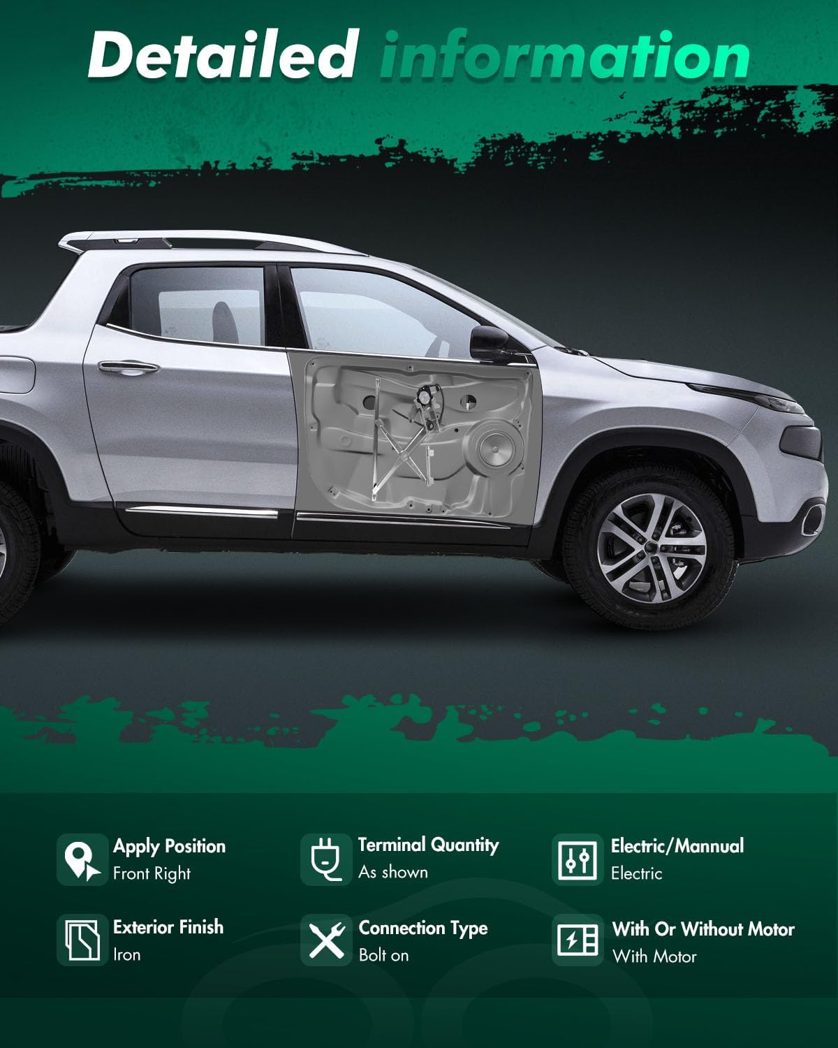 SCITOO Front Right Passenger Side Power Window Regulator With Motor Replacement for 1994-2001 for Dodge for Ram 1500,1994-2002 for Dodge for Ram 2500,1994-2002 for Dodge for Ram 3500,Replace# 741-752