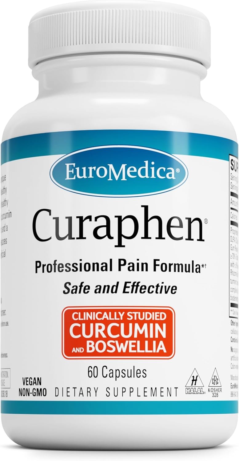 EuroMedica Curaphen - Curcumin Supplement for Circulation & Endorphin Support - Support for Occasional Discomfort - Aids Healthy Muscles - 60 Capsules