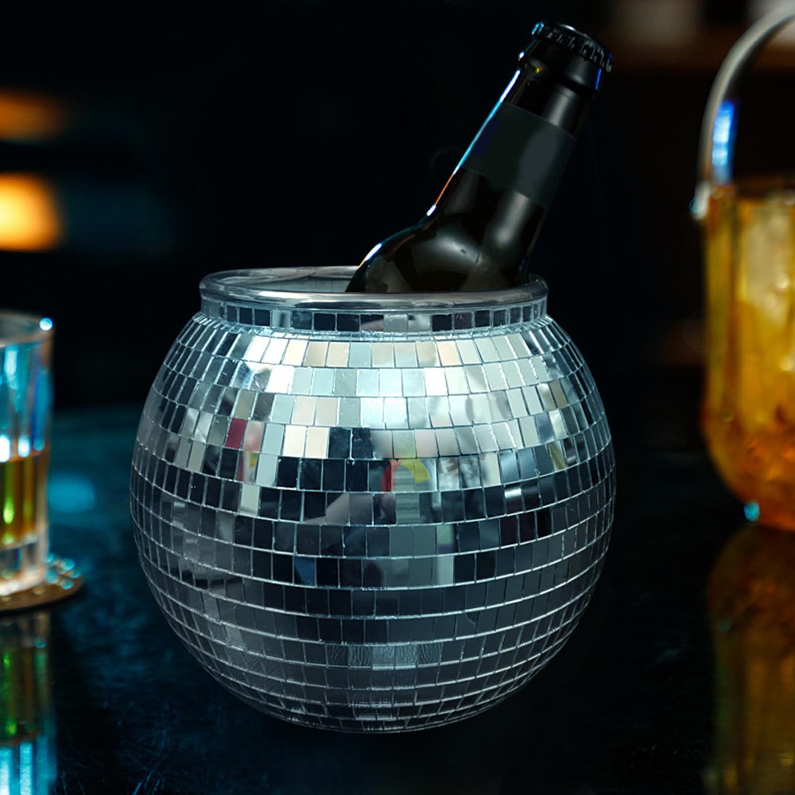 Discos verspiegelter Eiskübel, Weineimer, Getränkewanne, Wein, Bier, Champagner, Kühler für Paritäten, Camping, Weingetränke
