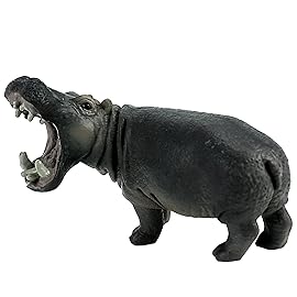 FUNSHOWCASE African Jungle Animals Hippo Roaring Hippopotamus Toy Figure Realistic Plastic Figurine Height 2.7