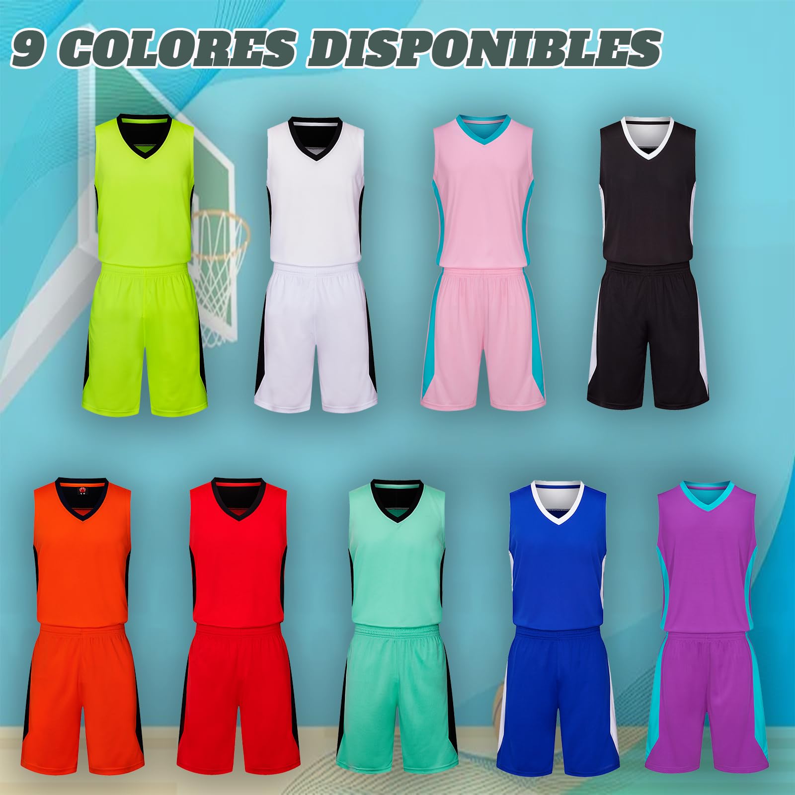 Equipación Baloncesto Personalizada Niños Traje de Ropa Deportiva, Juego de Camiseta sin Mangas y Pantalones, 1 Top + 1 Pantalón