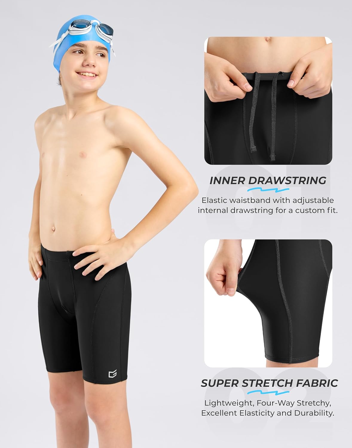 G Gradual Boys Swim Jammers Youth Competitive Swim Team Trunks Quick Dry Stretch Racing Swimsuit Swimming Shorts for Boy - Image 5
