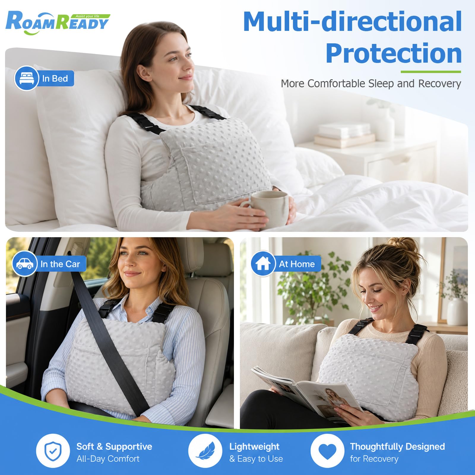 Oreillers de mastectomie indispensables pour la post-mastectomie, coussin d'hystérectomie - Fournitures de récupération de lumpectomie - Cadeau pour femme - Aide à la récupération et au