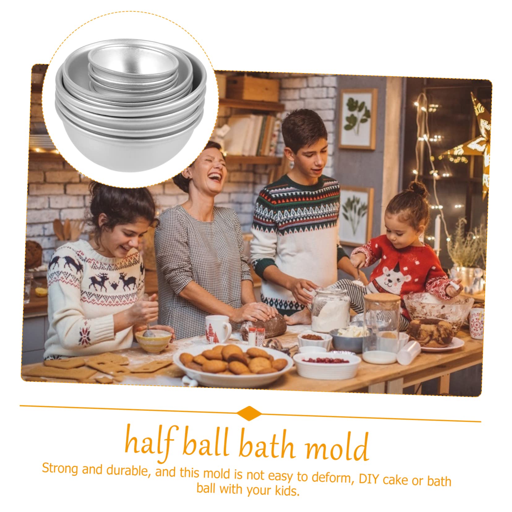 Gatuida Moule à Gâteau 12 Pièces en Alliage D'aluminium Argenté Demi-sphère Antiadhésif et Facile à Ranger Pâtisserie Loisirs Créatifs