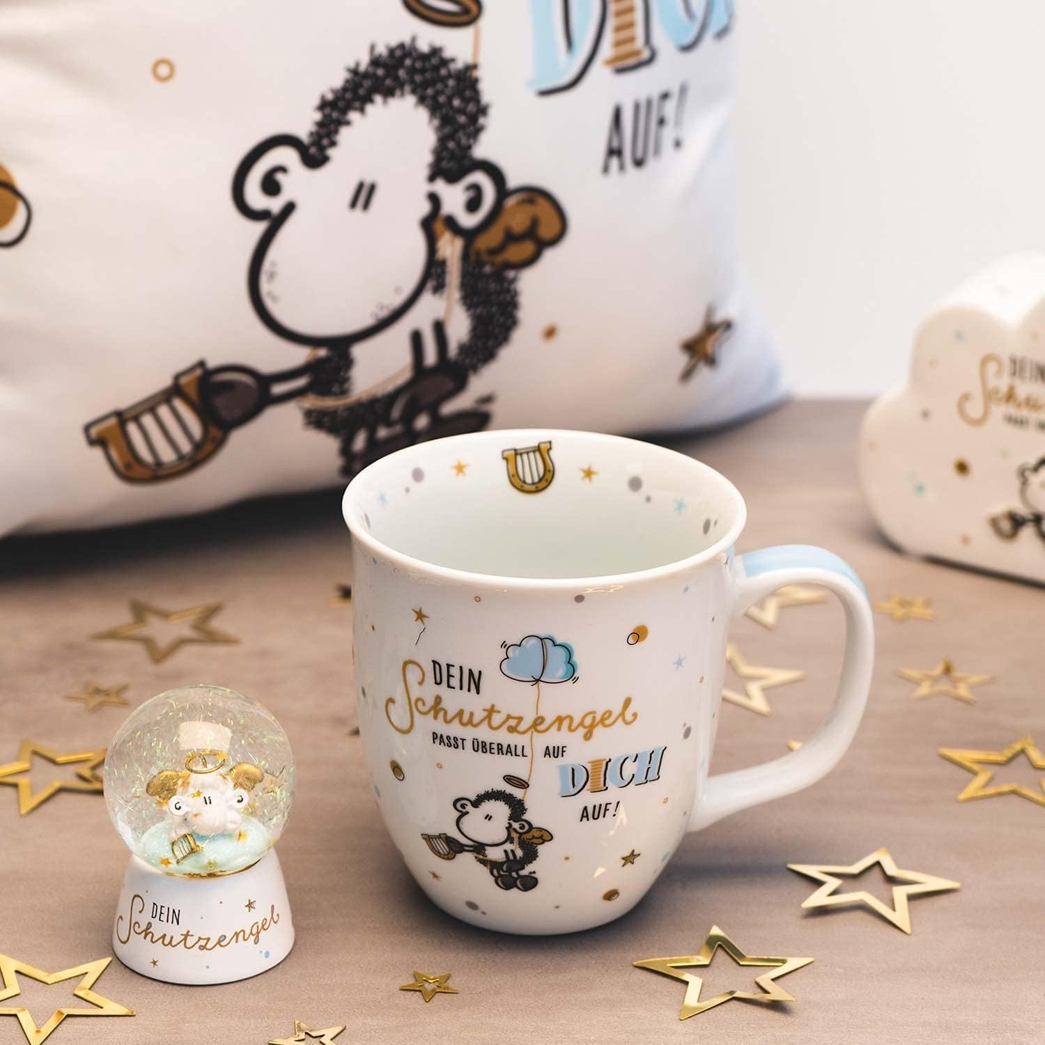 Sheepworld 47239 Traumkugel mit Regenbogenglitter und goldenen Sternen ""Dein Schutzengel passt überall auf Dich auf!""