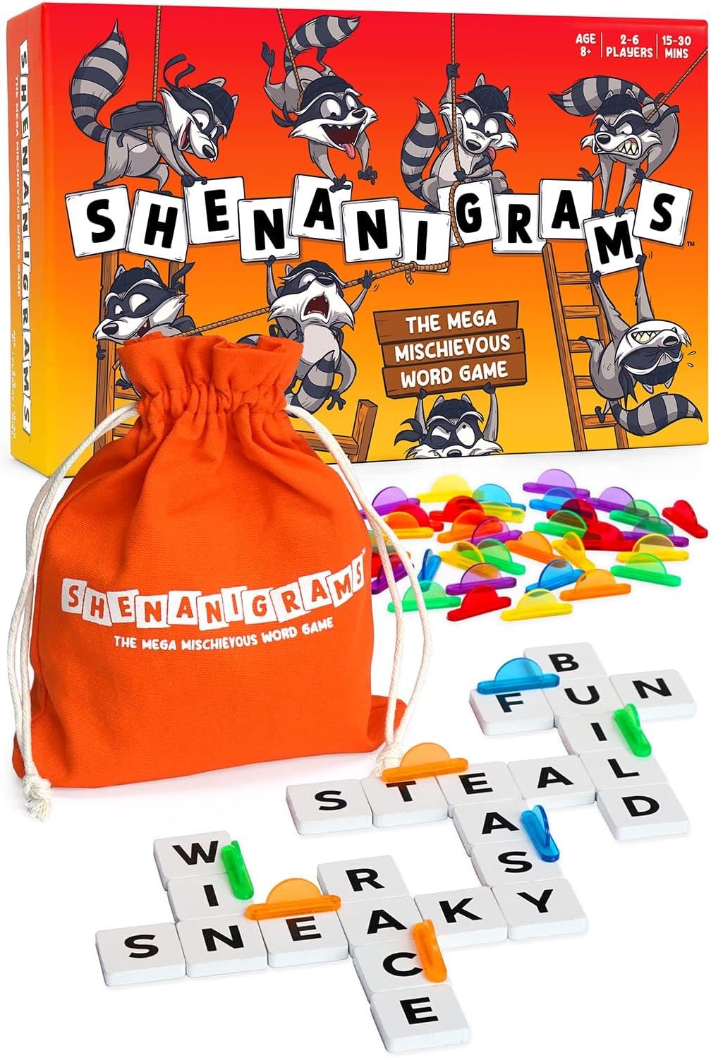 Shenanigrams – The Mega-Mischievous Word Game! A Super Fun & Fast Family Party Game for Kids, Teens & Adults - Great for Travel & Family Board Games Night