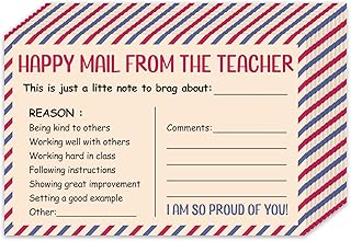 60Pcs Teacher Mail Cards Happy Mail Positive Notes for Parents Classroom Incentive Motivational Cards Preschool Kindergarten Elementary School Supplies Teacher Must Haves