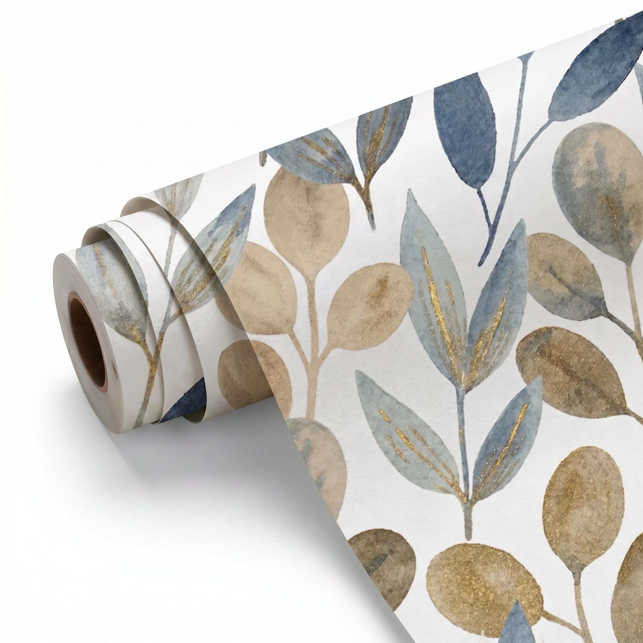Papier peint botanique bleu et or BaoHArtHome rouleau 45x1000 cm