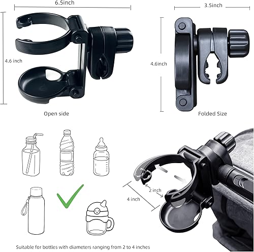 Miniatura 3 de Soporte plegable para cochecito de bebé, soporte universal de plástico para bebidas con abrazadera antideslizante, adecuado para botellas, para