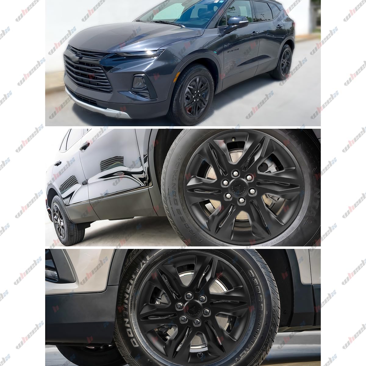 18 Inch Hubcap Wheel Covers Compatible with 2019-2022 Chevy Blazer L & LT, Matte Black ABS Rim Protectors (Set of 4), Snap-On Replacement Wheel Skins, Durable Tire Hub Caps