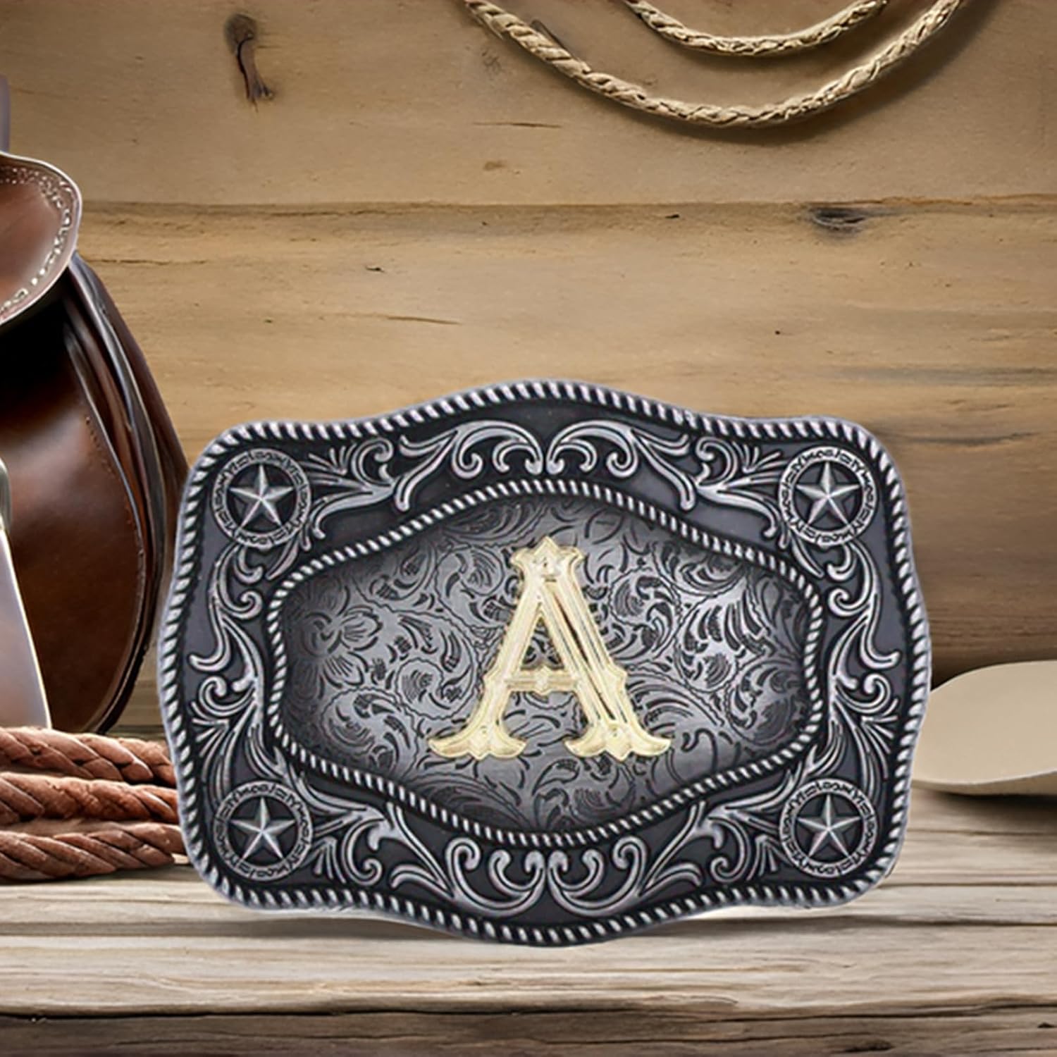 Initial Western Cowboy Belt Buckle with Letter for Men and Women - Image 5