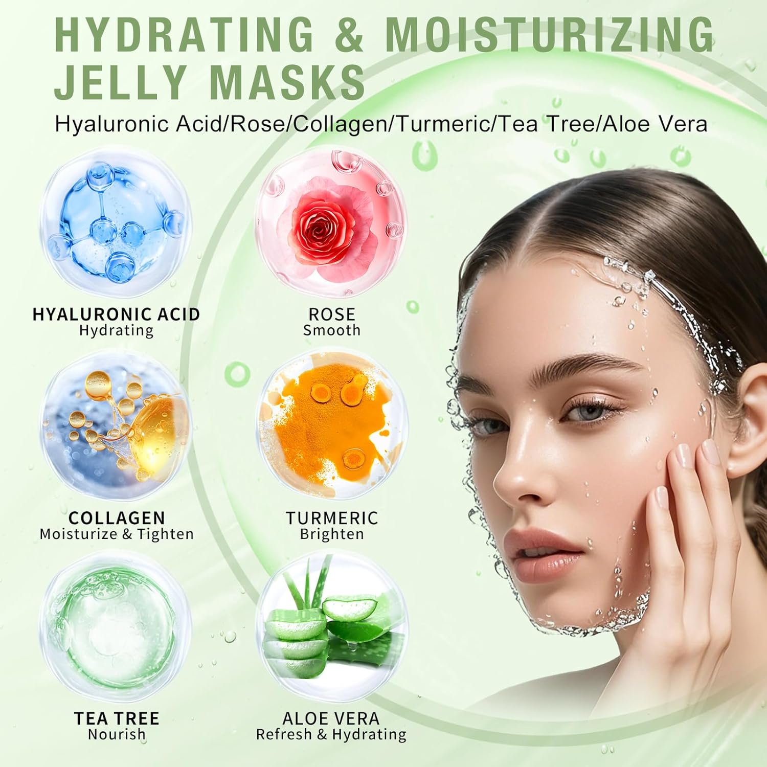 LUCKY CAT Jelly Mask for Facials Professional, Hydrating & Moisturizing Peel-Off Gel Jelly Face Mask Skin Care for Deep Hydration & Glow, Professional Spa Use for All Skin Types 23 Fl Oz (6 Pcs)