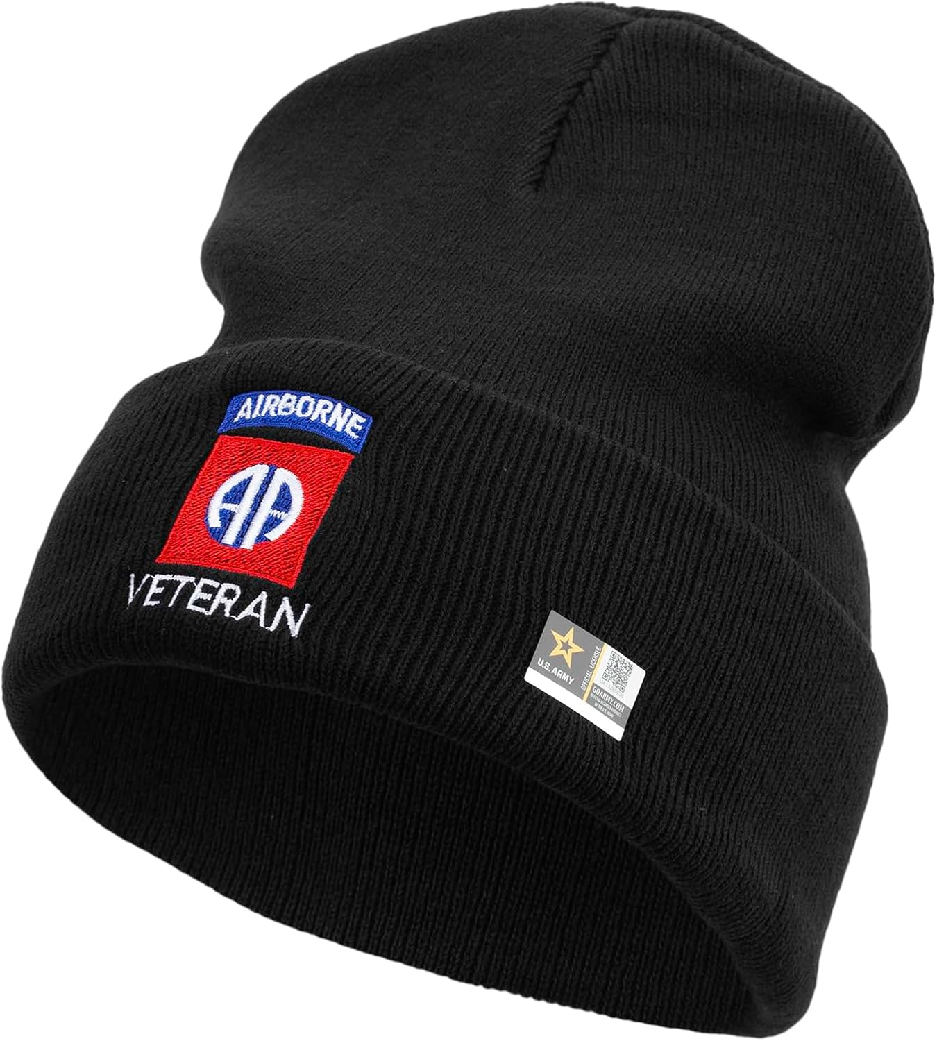 e4Hats.com 82nd Airborne Veteran Embroidered 12 Inch Long Knitted Beanie