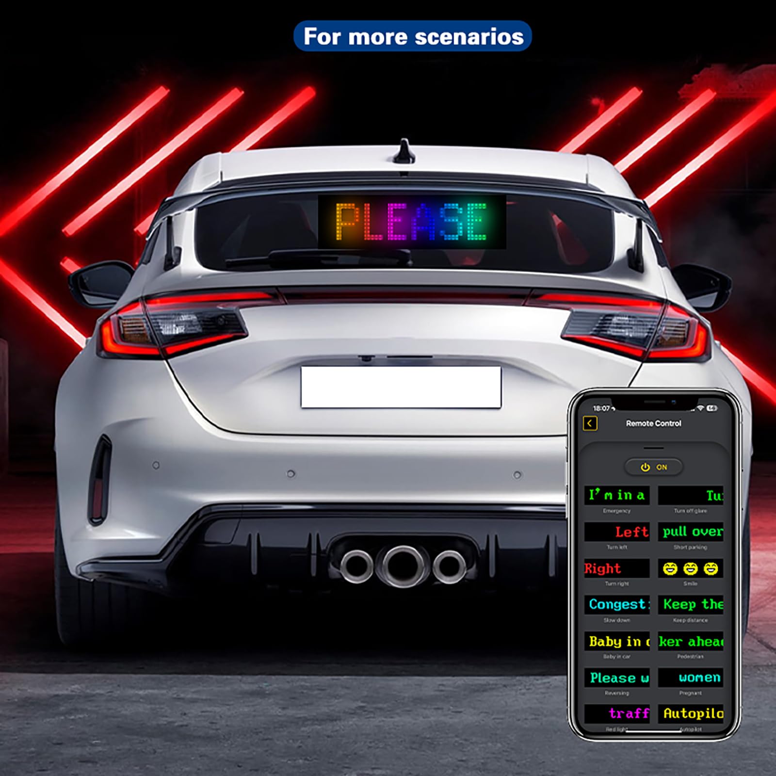 NEWFUN Enseigne Lumineuse Personnalisable Bluetooth RGB 348×102mm 5V/2A USB Écran LED RGB