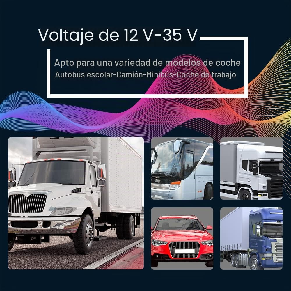 CAMECHO Cámara Marcha Atras Kit y 9 Pulgadas LCD Monitor+2* AHD Camara Trasera Coche con DVR Grabación Video, Impermeable 18IR Visión Nocturna+Cable de 2 x 10 m/12V-35V para Camion/Bus/Remolques/RV