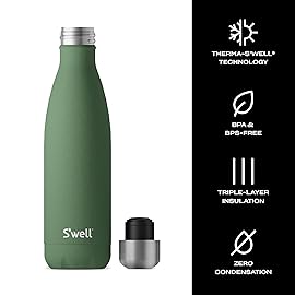S\'well Stainless Steel Water Bottle, 17oz, Green Jasper, Triple Layered Vacuum Insulated Containers Keeps Drinks Cold for 36 Hours and Hot for 18, BPA Free, Perfect for On the Go