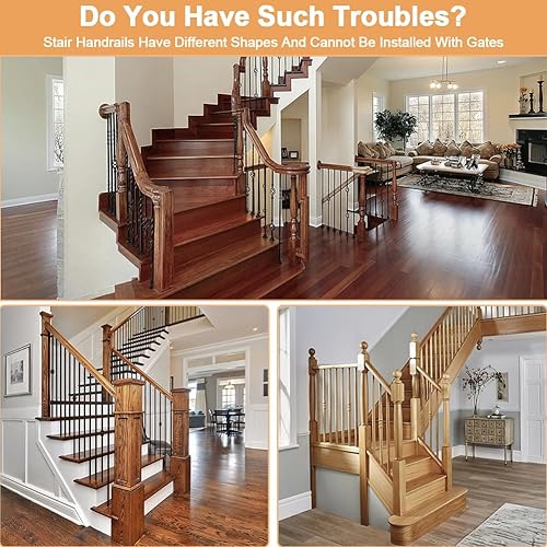 Miniatura 2 de 2 adaptadores de barandilla para puerta de bebé, kit de montaje para puerta de bebé, se adapta a barandillas cuadradasredondas de 1.97 a 3.94