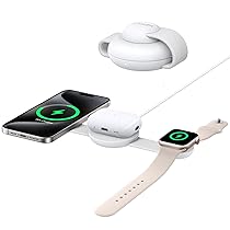Anker MagGo Caricatore Wireless iPhone 3 in 1 15W, Compatibile con MagSafe, certificato Qi2, Pieghevole e Portatile per iPhone 16, 15, 14, 13 AirPods, Apple Watch e altro (caricatore USB-C incluso)