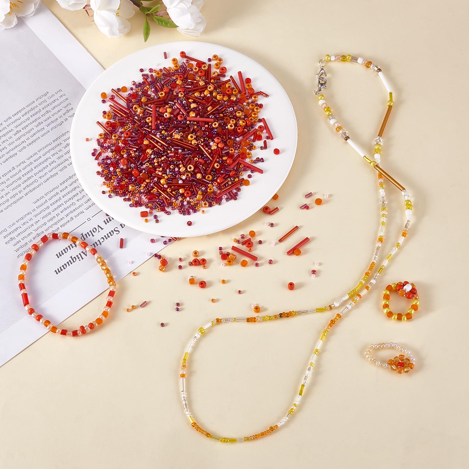 BEEFLYING 1 Pack Glass Seed and Bugle Beads 1.5-4.5mm Tube Loose Spacer for DIY Jewelry Bracelet Necklace Earring Making (Red) - Image 4