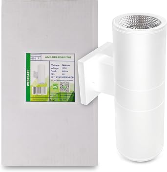 Westgate WMC-UDL-RGBW-WH White Cylinder RGBW Smart Up/Down Light - 24W LED, 2400LM, Outdoor Wall Sconce, Bluetooth & WiFi, Alexa & Google Home, Wet Rated, 70,000 Hr. Life White