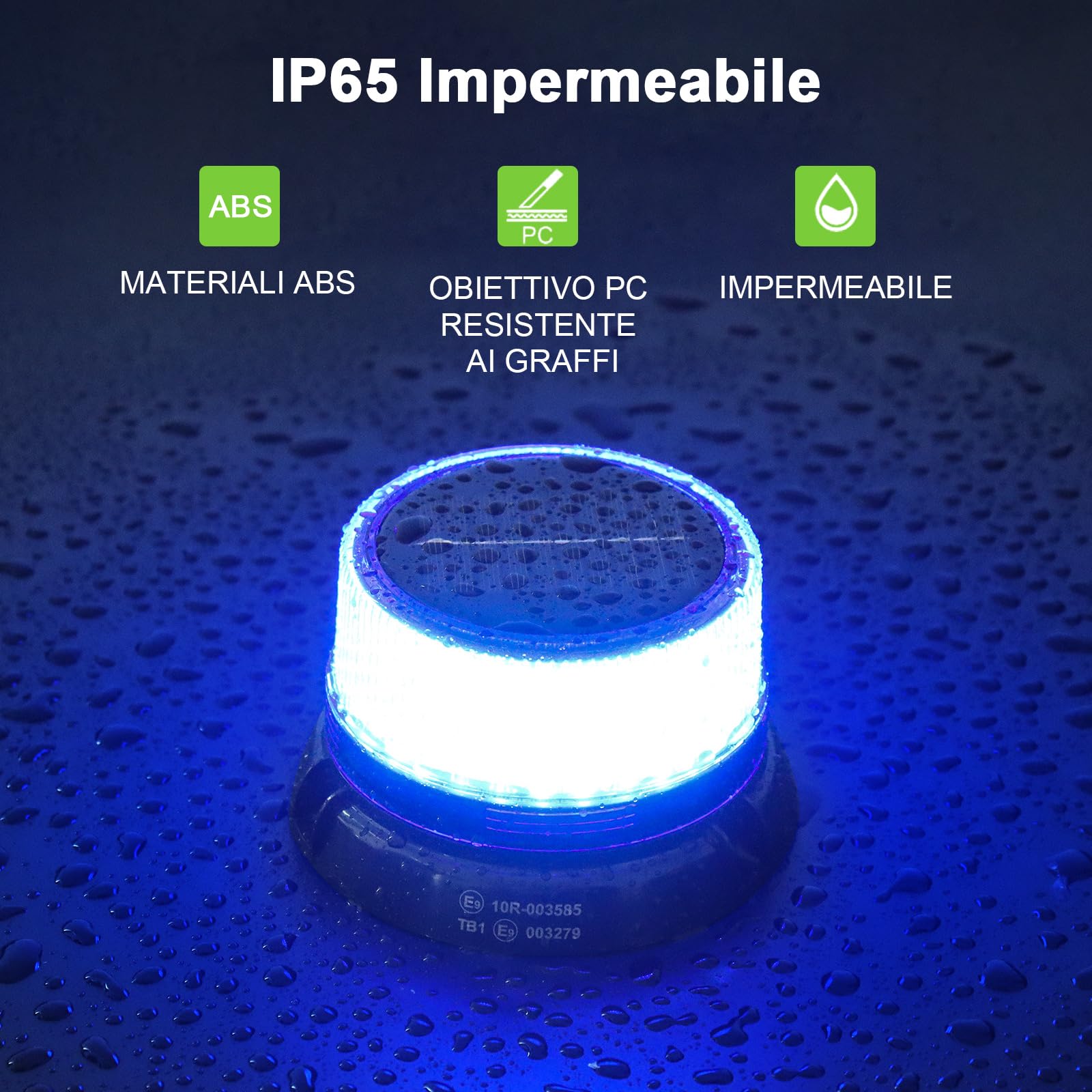 Lampeggiante Blu a 90 LED con Magnete | Ricaricabile | 2 Modalità | Luce di Avvertimento per Camion, Veicoli da Costruzione, Trattori, Rimorchi, Spazzaneve