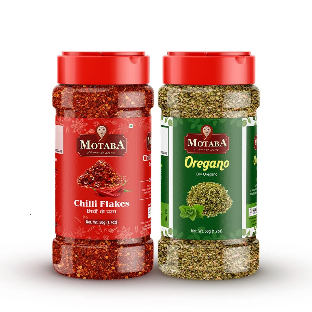 MOTABA Italian Pizza Chilli Flakes and Oregano Seasonings/Fresh and Natural Herbs and Seasonings/Hygienically Packed- Pack of 2, (50 gms × 2 = 100 gms) (B09QM4BH5V) Amazon Price History, Amazon Price Tracker