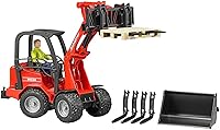 Vista 4 de Bruder Schaeffer Compact Loader 2034 - Vehículo de granja y construcción para juego de simulación realista, caja de arena o diversión al aire libre