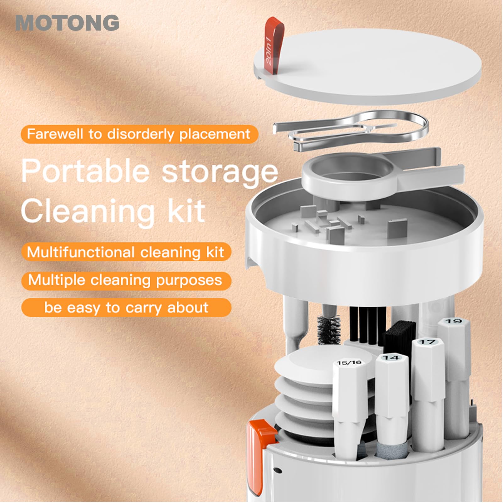 MOTONG Reinigungsset für Tastatur, Bildschirm, multifunktional, elektronisch, für AirPods, Laptops, Kameras, Handys, PCs (weiß)