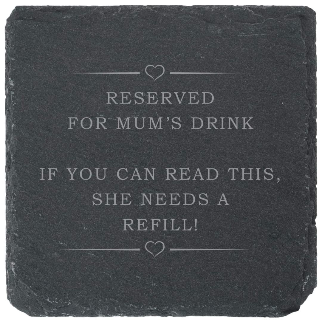 Handmade By Stukk Funny Square Coaster For Mum Reserved For Mums Drink For Tea Cup Pint Bottle Mug