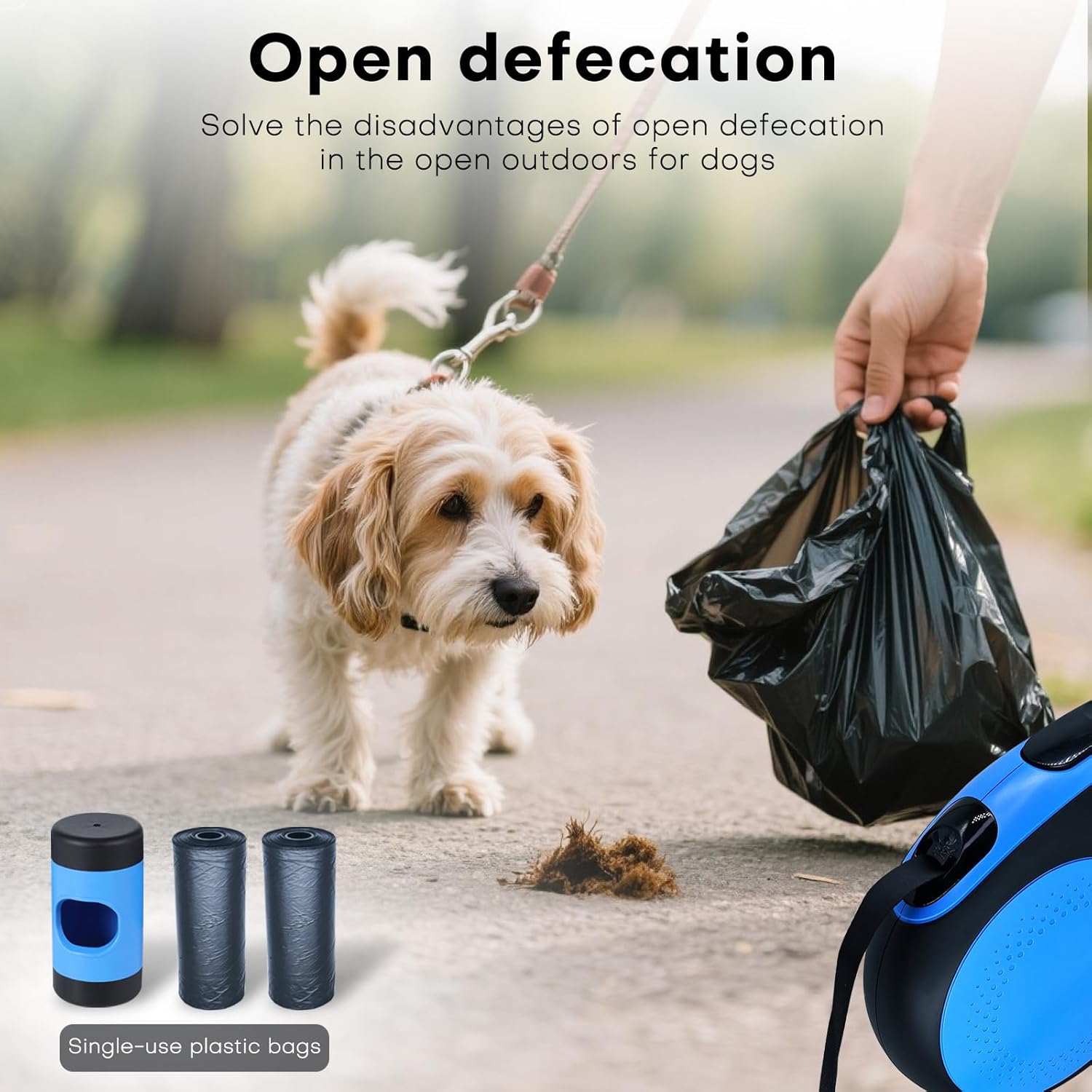 Retractable Dog Leash with Chew Proof Cable,26Ft Heavy Duty Dog Leash for Medium Large Dogs up to 110lbs,360°No Tangle,One-Handed Brake,Pause,Lock(Blue)