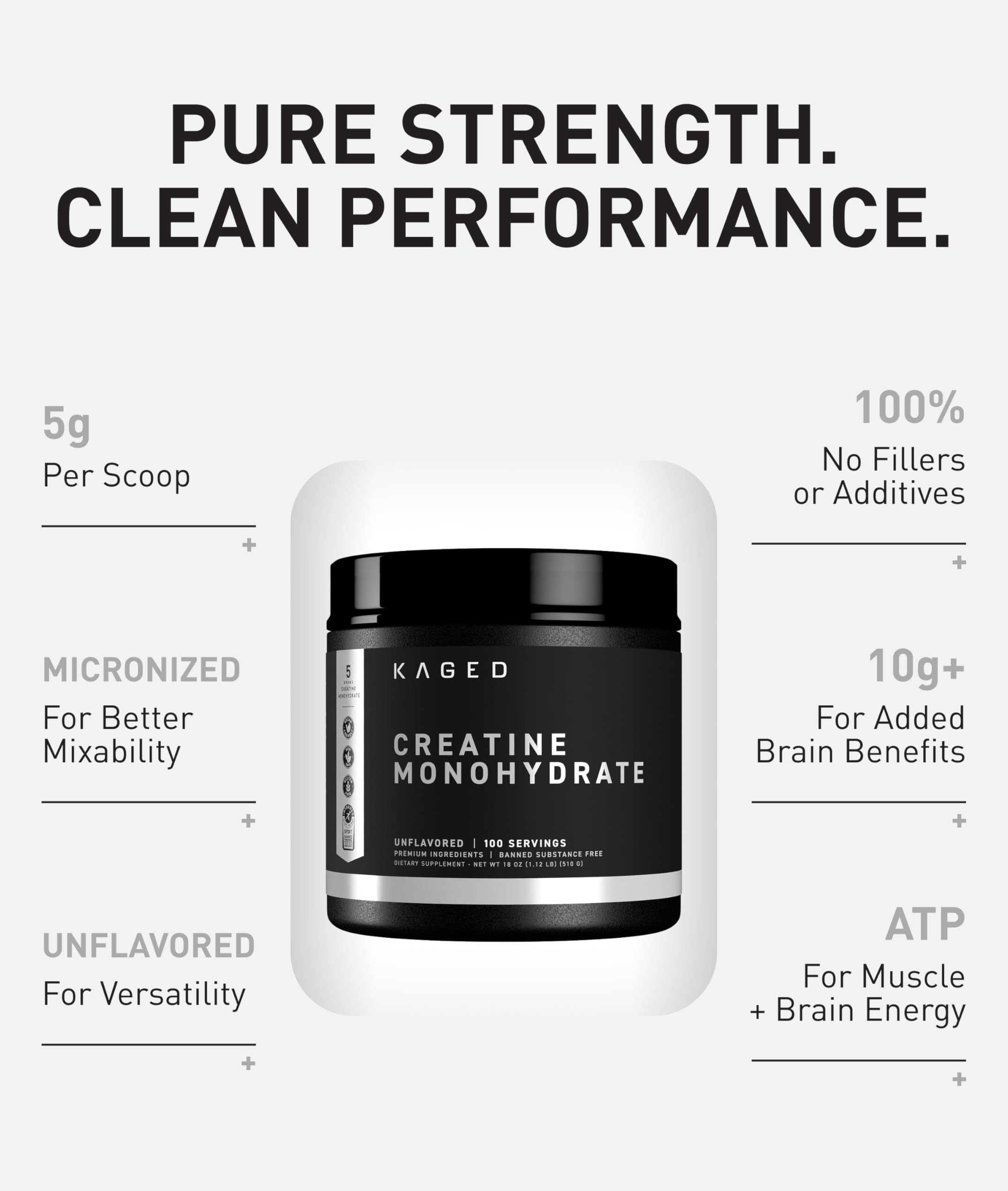 Kaged Creatine Monohydrate Micronized Powder | Unflavored | 100 Servings — Amazon image 4
